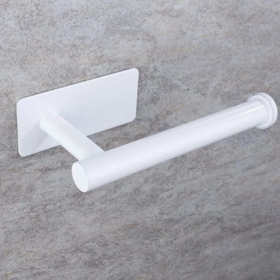 Papierhalter aus Edelstahl, weiß, selbstklebend, Wandhalterung, Ständer, Küche, Badezimmer, Toilettenpapier, Handtuch, Seidenrollenregal, gebürstetes Gold