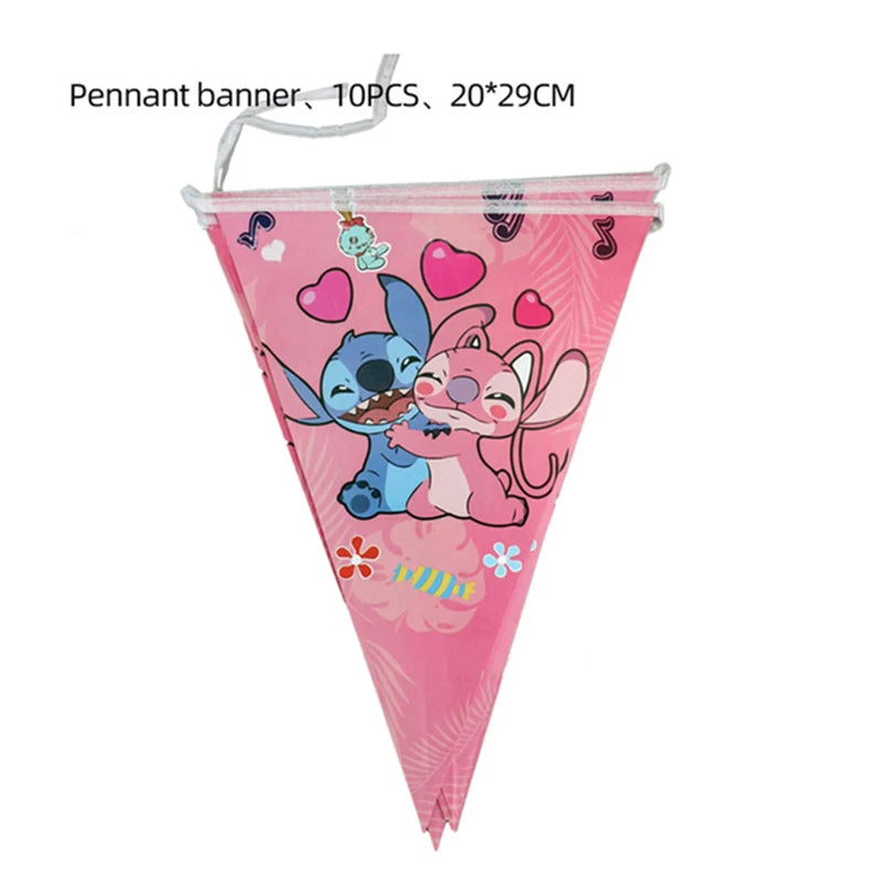 Disney Rosa Stich Geburtstag Party Dekorationen Mädchen Einweg Geschirr Ballon Kuchen Topper Tischdecken Liefert Baby Dusche.