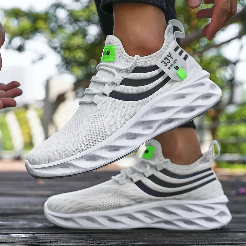Men's Summer Breathable Mesh Shoes Lightweight Non Slip Knit Running Sneakers Trendy Aesthetic Focused Jogging Basketball Shoes.