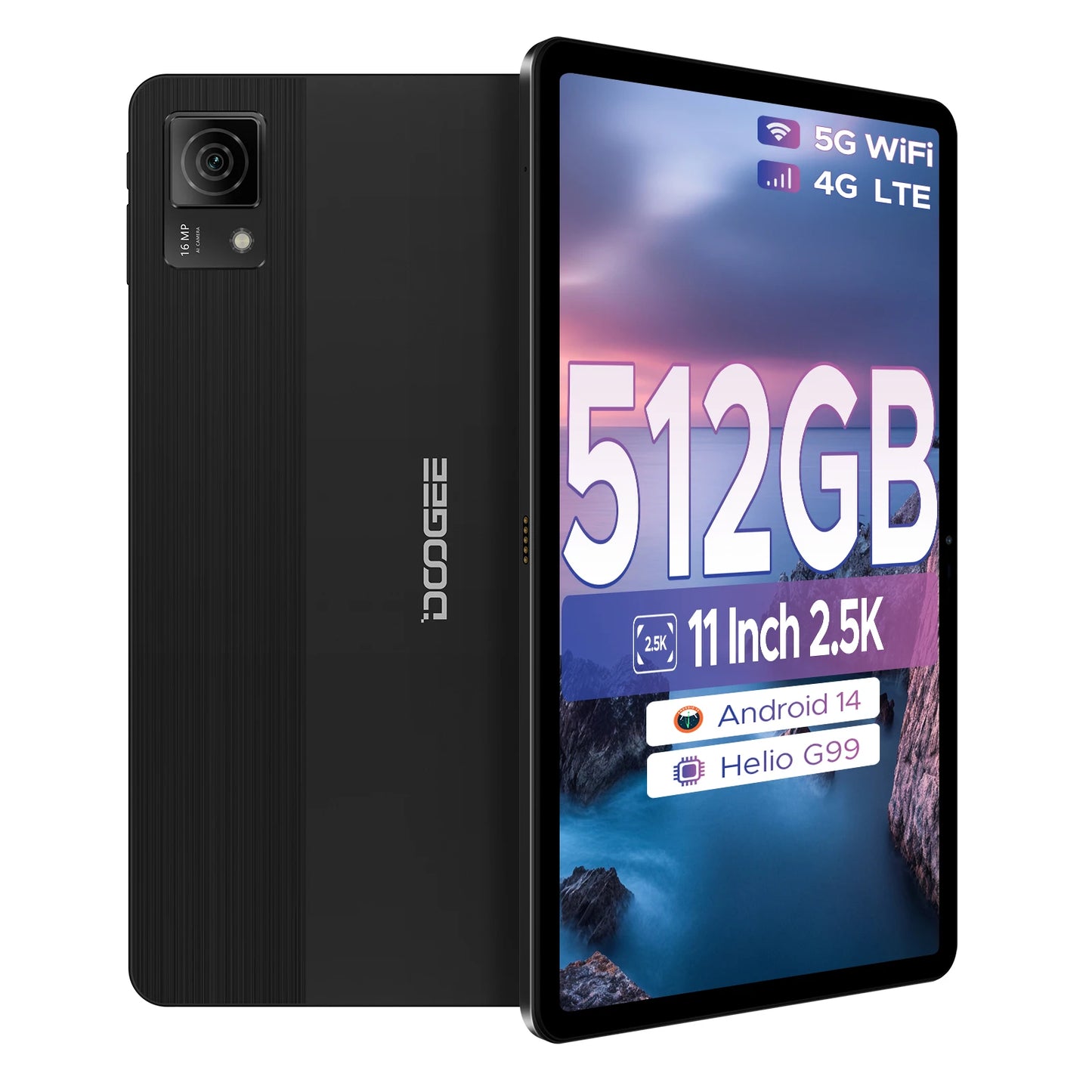 DOOGEE T40 Android Tablet 14 11 ''IPS 2.5K 8GB RAM 512GB ROM Helio G99 8580mAh 18W Charge Face Unlock 7.6mm ultra-thin Tablet.