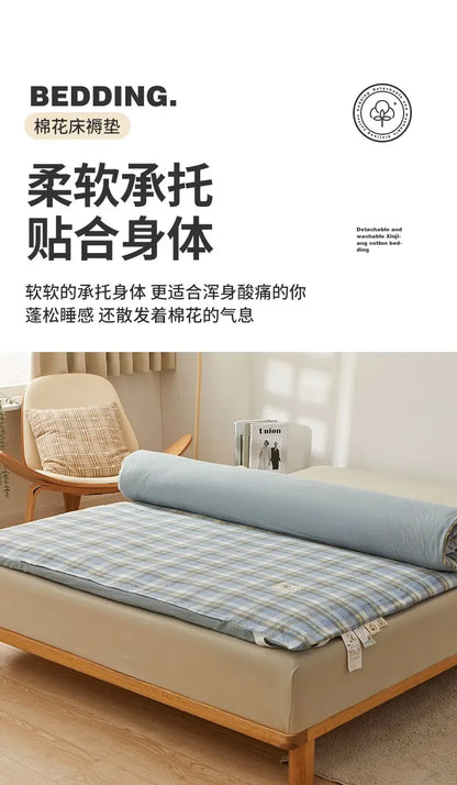 2024 removable and washable Xinjiang cotton mattress mattress fish scale net thickened winter quilt student dormitory mattress.