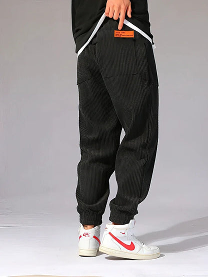 Baggy Corduroy Jogger Pants Men Tech Fleece Sweatpants Man Autumn Winter Casual Harem Pants Male Sport Thermal Trousers.