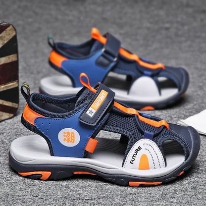 Summer Beach Water Children Sandals Fashion Shoes Outdoor Non-slip Soft Bottom Shading Leather Boys Comfortable Shoes Girls.