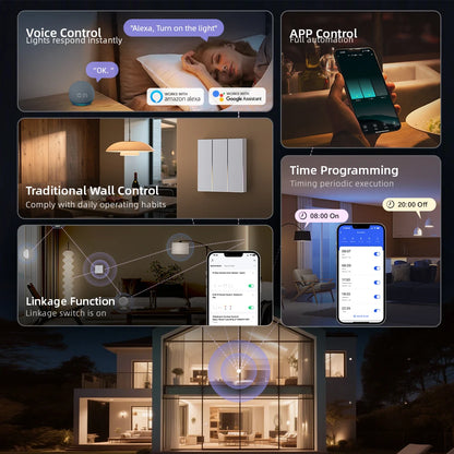 AVATTO Tuya Zigbee/WiFi Smart Lichtschalter mit Neutralleiter, Tasten-Rebound-Schalter mit Umgebungslicht-Unterstützung Alexa Google Home.