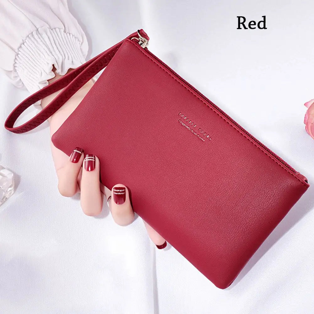 Women PU Leather Zip Coin Bag Wallet Long Purse Pouches.