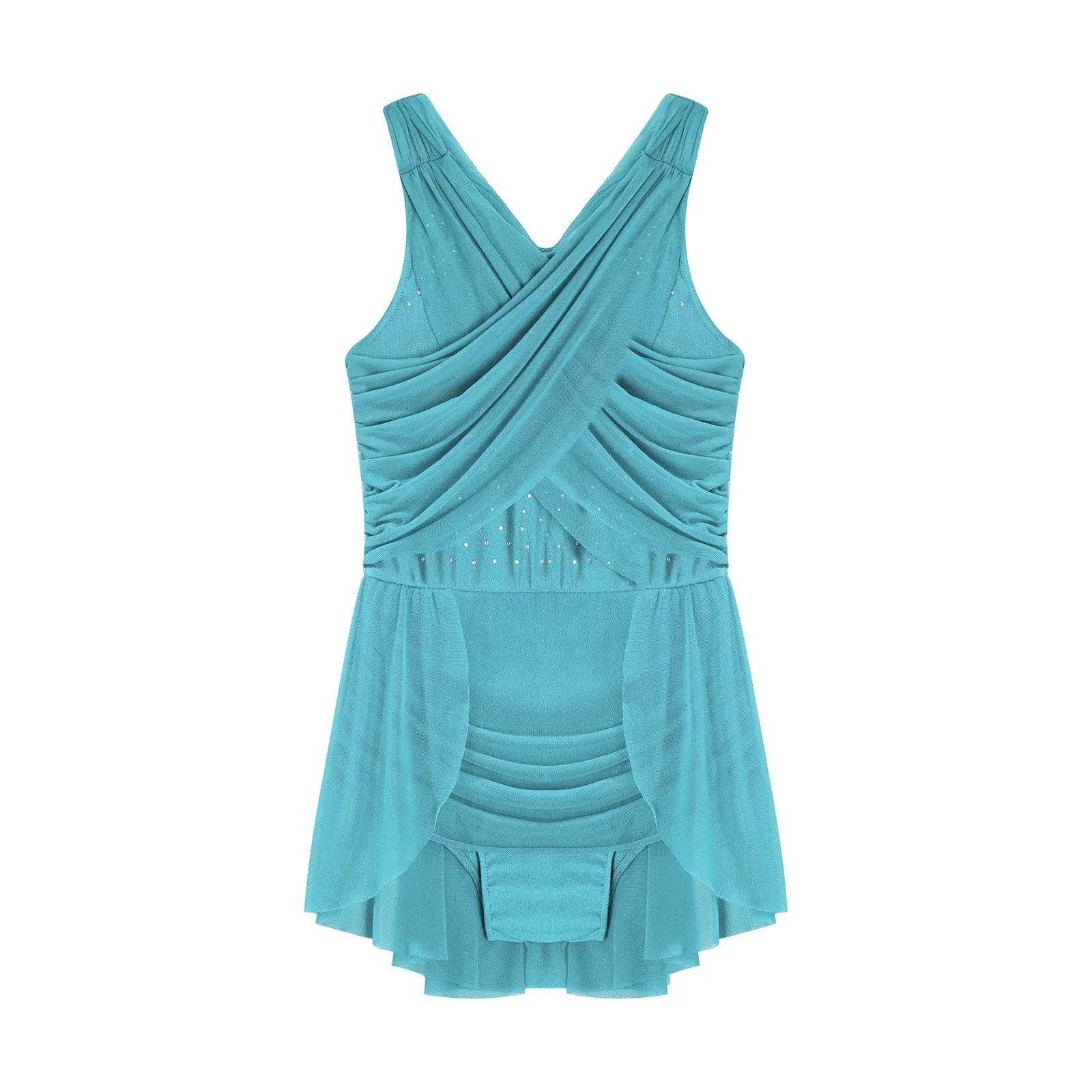 Kinder Mädchen Ärmellose Ausschnitt Strass Eiskunstlauf Trikot Kleid Lyrical Dance Gymnastik Akrobatik Leistung Kostüm.