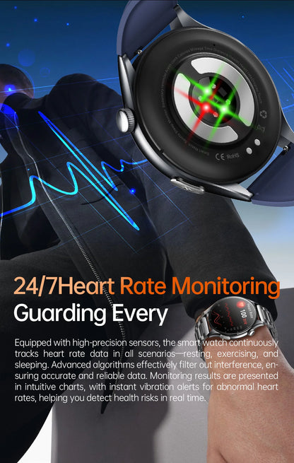 2025 New NFC  Health MonitorUric Acid Blood Pressure Blood oxygen Body Analysis Smart Watch ECG+PPG Clock Smartwatch Men lady.