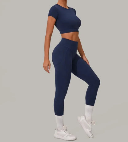 Seamless Yoga Sets Sports Fitness High Waist Hip Lift Tight Breathable Tracksuit Workout Clothing Gym Leggings Suit for Women