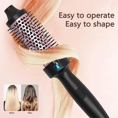 1.5 Inch Thermal Brush Ionic Heated Round Brush Curling Iron Negative Ion Volumizing Hot Brush Ceramic Electric Hair Brushes.