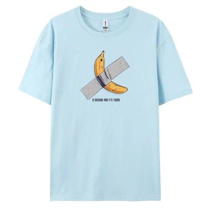 Banana Men's Casual Short-sleeved T-shirt with 100% Cotton Fashion print Tees oversize.