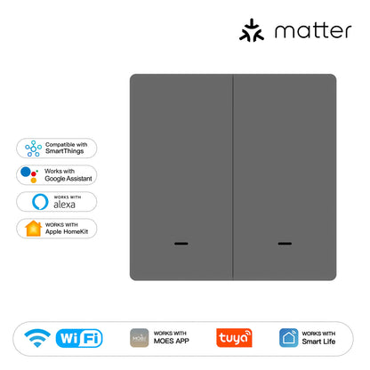 MOES Smart Lichtschalter EU WiFi Matter Button Fernbedienung kompatibel mit Alexa Google Home Apple Homekit Smartthings