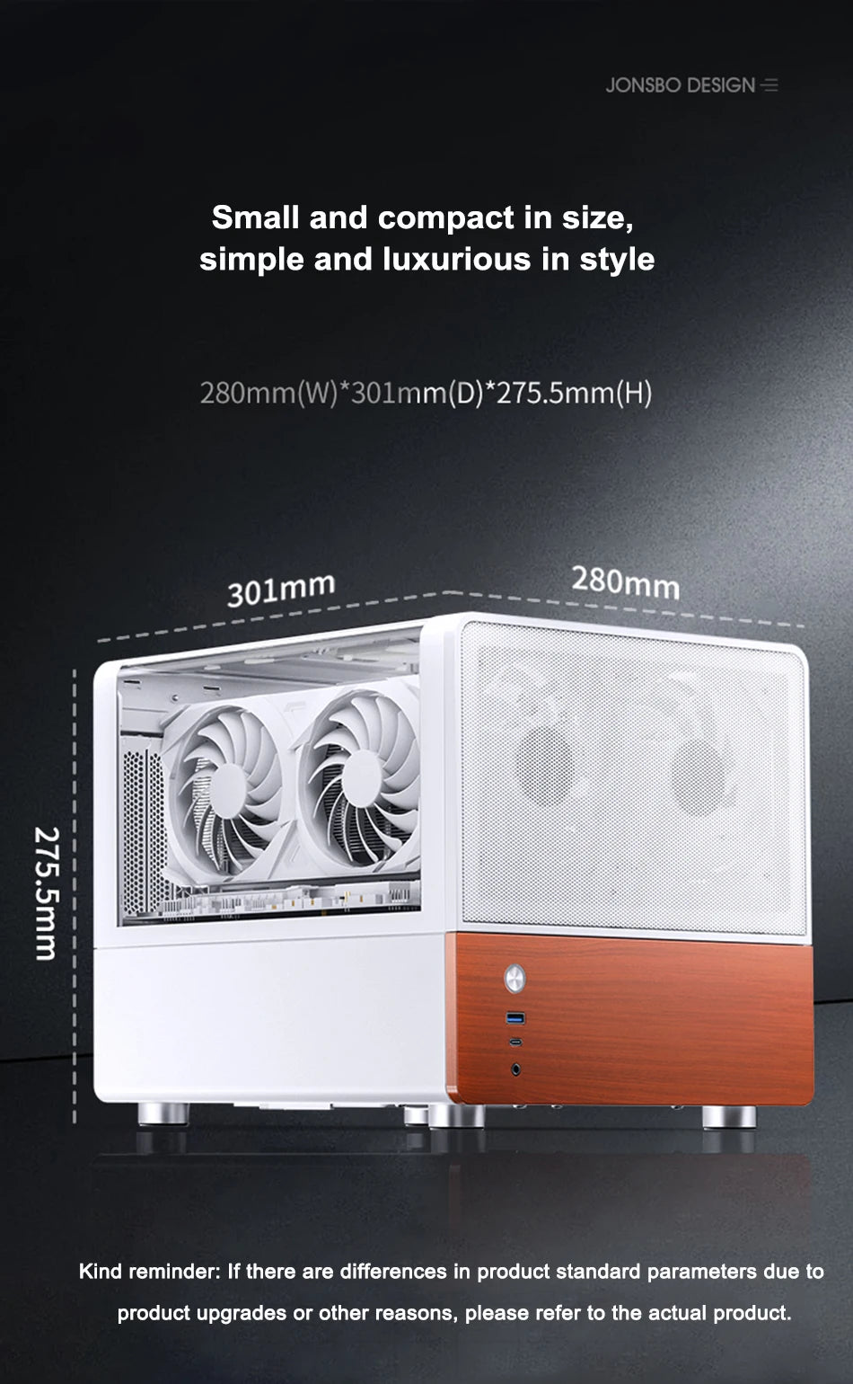 Jonsbo V12 Hyperbolic Glass PC Case MATX ITX Computer Case Seaview Room Desktop Case Mini Side Transparent Chassis 12cm Case Fan.