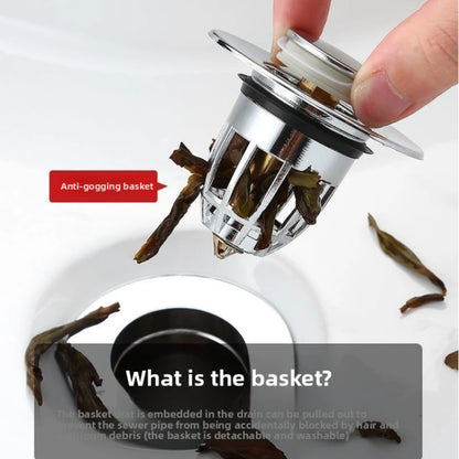 Universeller Pop-Up-Waschbeckenstopfen für Badezimmer, geruchsabweisend, zum Schließen von Abflussstopfen für Waschbecken-Zubehör, Haarfänger-Sieb