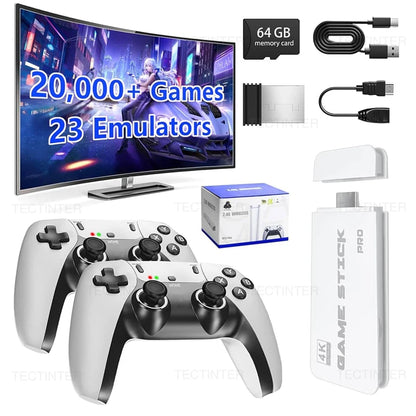 M15 4K Game Stick Mini Video Game Consoles Retro Handheld 20000 Games Player HD Video Game Stick 2.4G Dual Wireless Controller.