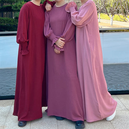 Eid Jersey Solid Modest Under Abaya Dubai 2024 Palestine Women Islamic Clothing Muslim Kaftan Inner Dresses Robe Femme Musulmane.