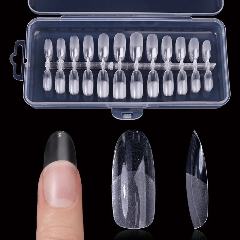 Fake Nail Press on Tips for Nails Extension Full False Acrylic Finger Short Artificial American Capsules Long Soft Gel Almond.