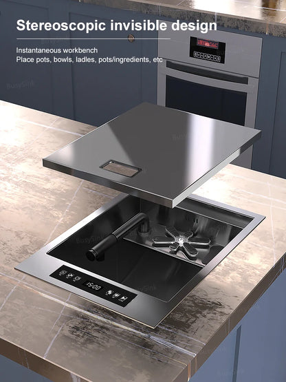 Water Catalyst Cup Cleaning Sink Hidden Single Slot Mini Bar Sink Wash Basin With Cover Plate For Kitchen