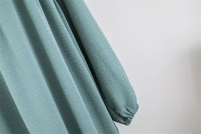 Muslim Loose plus Size Long Sleeve over Knee Pure Color Hooded Gown Spring Autumn Cross Border Fashionable Maxi Dress.