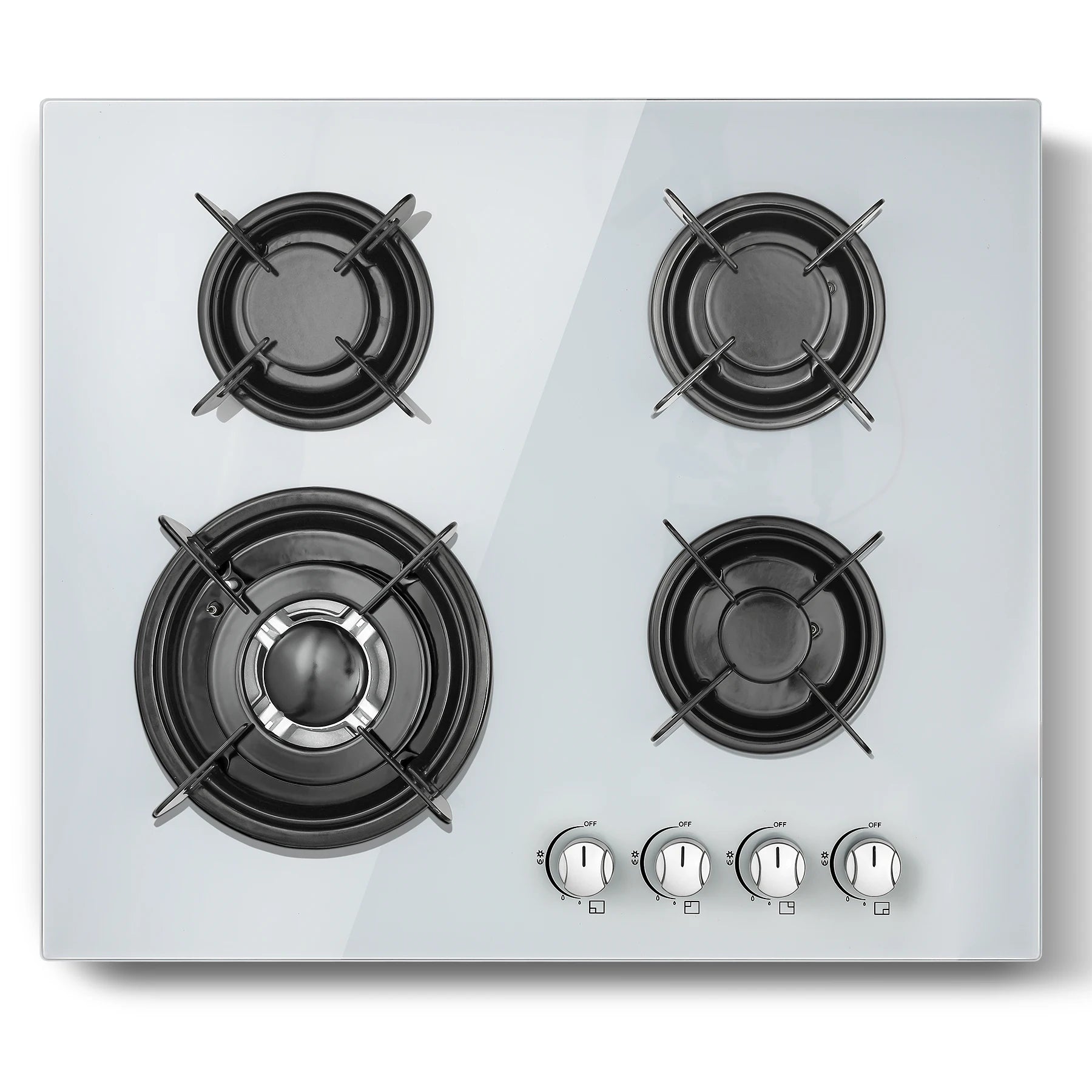4-Burner Glass Ceramic Built-in Natural gas Propane gas New White Gas hob.