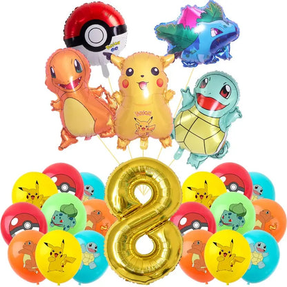 Pokemon Thema Geburtstag Party Dekoration Lieferungen Cartoon Pokemon Gehen Geschirr Tassen Teller Pikachu Ballon Für Baby Dusche Gefälligkeiten.