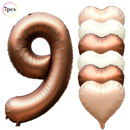 40in Cream Big Number Balloon 18in Three Color Love Foil Helium Balloons Aldult Birthday Set Boys Girls 1st Birthday Decorations