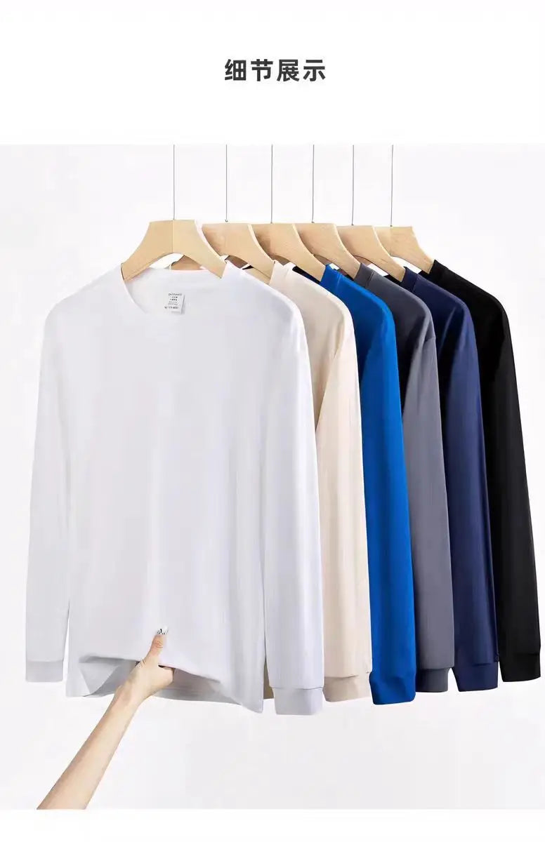 300gsm Heavy Weight Cotton T-shirt Long-sleeved T-shirt for Men Women Pure White Men's Blank Shirt Wholesale.