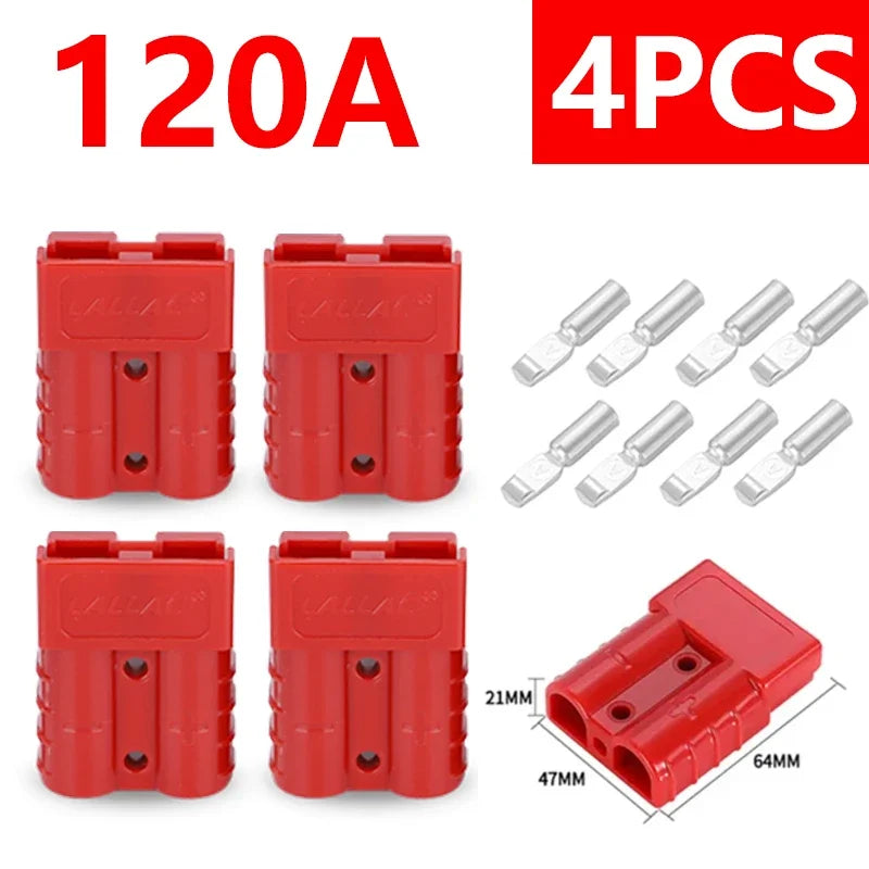 4Pcs Anderson Plug 50A/120A Power 2 Pin Battery Connector Charging Plug  Anderson Connector