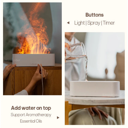 KINSCOTER Realistic Colorful Flame Aromatherapy Diffuser Aroma Essential Oil 150ml USB Air Humidifie Purifier Air Freshener.