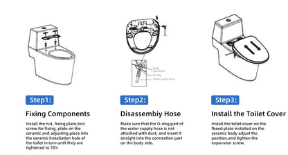 Intelligenter, länglicher Toilettensitzbezug – beheizt, wassersparend, automatische Reinigungsdüse, langsam schließend, trocken, LED-Licht für modernes Badezimmer