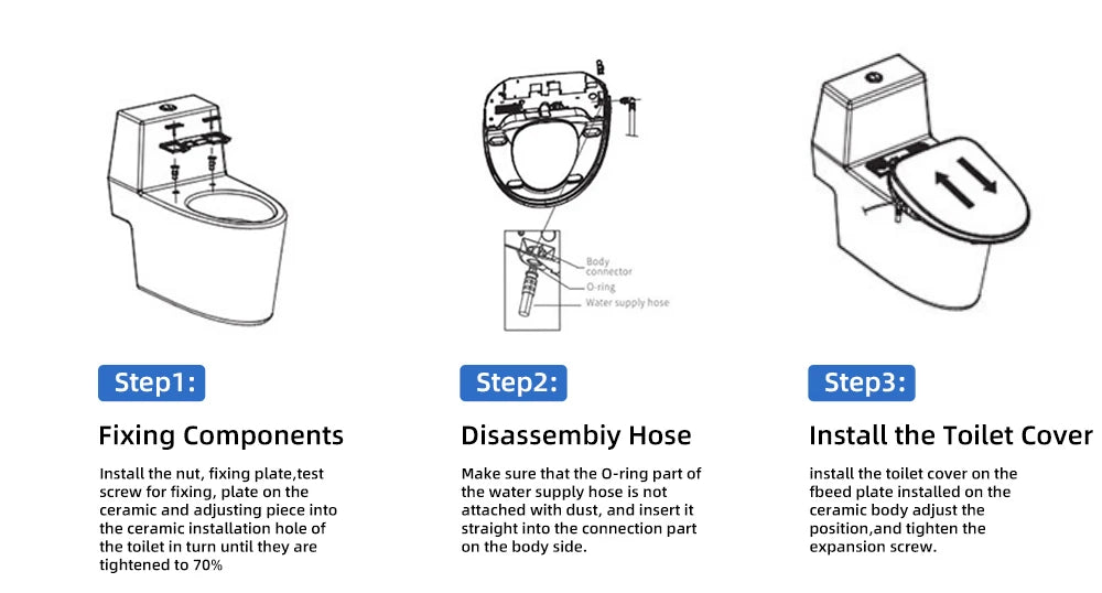 Intelligenter Bidet-Toilettensitz für Badezimmer, beheizter Sitz, langsames Schließen, warmer Trockner, hinten vorne, waschbar, warmes Wasser, Fernbedienung, Nachtlicht