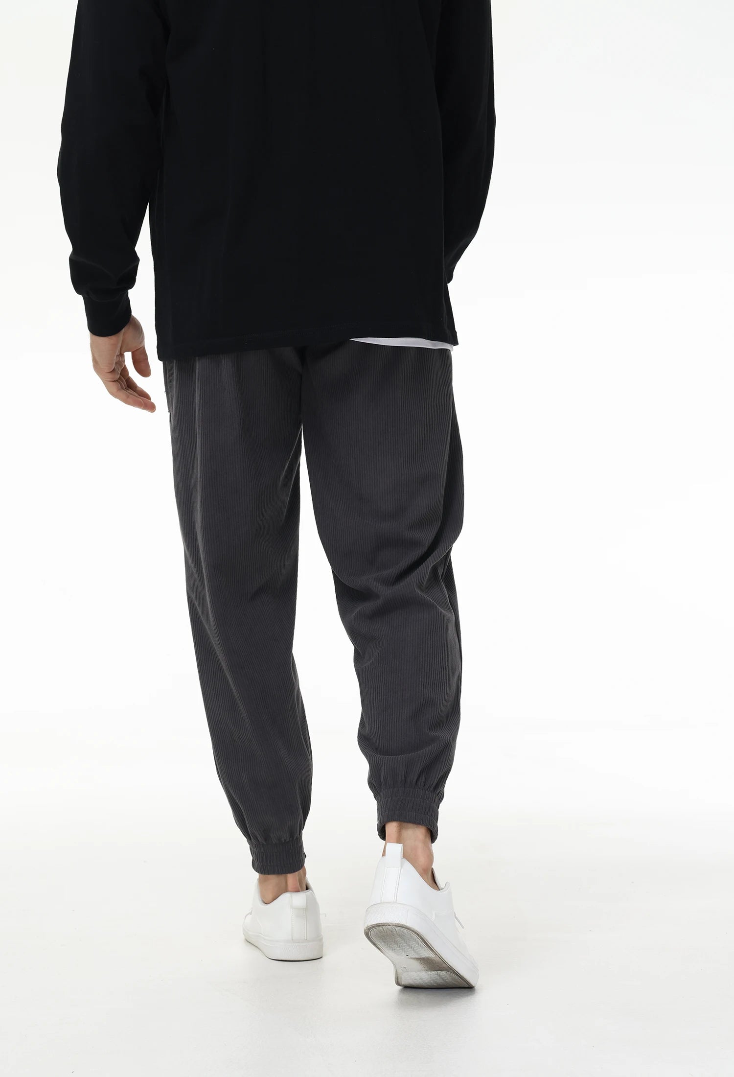 Mens Corduroy Sweatpants Elastic Waist Drawstring Tapered Pants With 4 Pockets for Jogging Running Outdoor Warm Sports.