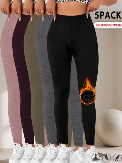 5PACK Super Soft Fleece Lined Leggings Women, Workout Yoga Running Thermal Warm Pants For cold winter.