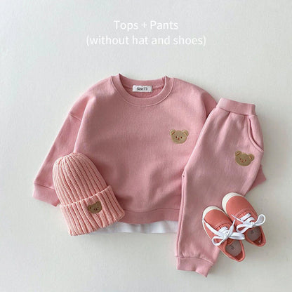 Fashion Toddler Baby Boys Girl Fall Clothes Sets Baby Girl Clothing Set Kids Sports Bear Sweatshirt Pants 2Pcs Suits Outfits.