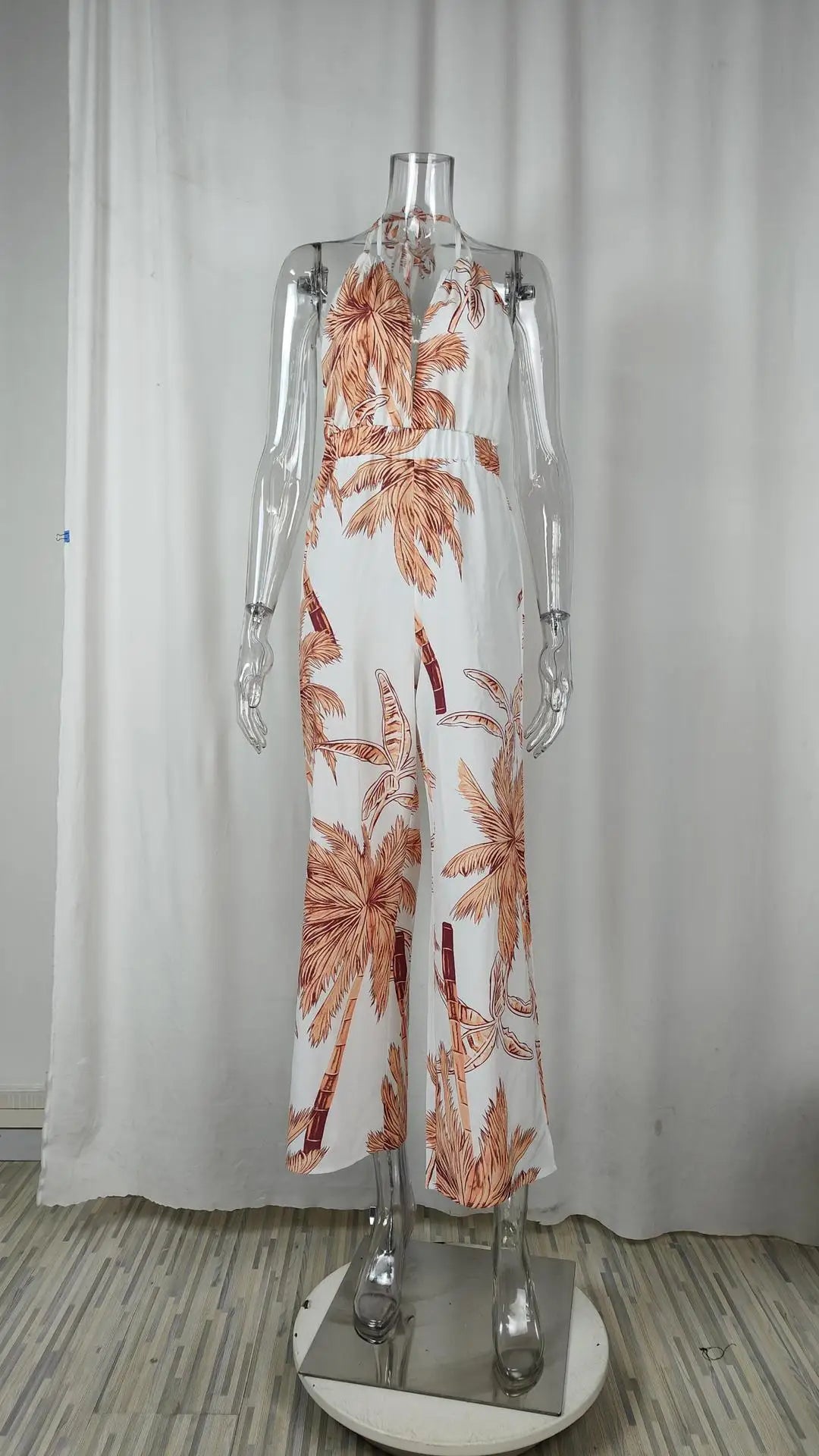 Elegant Two Piece Outfits For Women 2025 Sexy V-Neck Strap Backless Lace-up Slim Crop Top & Wide Leg Pants Sets Summer Lady Suit