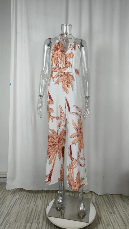 Elegant Two Piece Outfits For Women 2025 Sexy V-Neck Strap Backless Lace-up Slim Crop Top & Wide Leg Pants Sets Summer Lady Suit