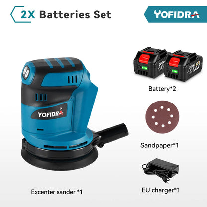 YOFIDRA Elektrische Exzenterschleifer 125 MM Akku-schleifen Schleifen Polieren Maschine Holzbearbeitung Power Tool Für Makita Batterie Pin