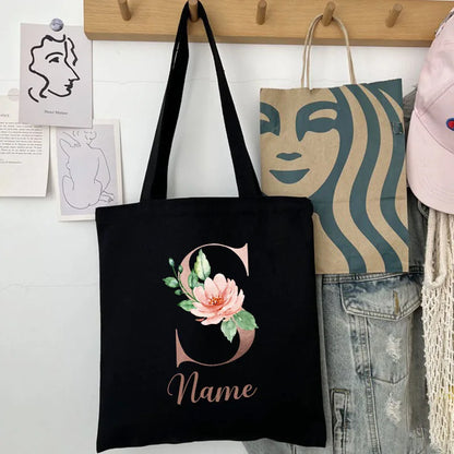 Custom Name Handbag Travel Storage Shoulder Bag Simple Tote Bags Birthday Customize Wedding Bridesmaid Gift Canvas Tote Bag.