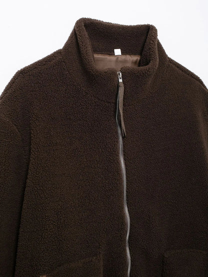 Winter Fleece frauen Mantel Zipper Stehkragen Lose Verdickt Mantel frauen Herbst Warme Neue Casual Trendy frauen Mantel