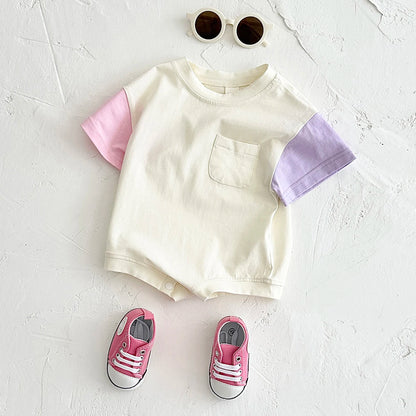 Sommer Baby kleidung Stram pler kurz ärmel ige Dreieck Bodysuit Baumwolle Kinder kleidung Neugeborene Jungen Mädchen Tasche Overall 0-18m.