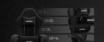 SUKIDA Gaming-Stuhl mit Fußstütze, PC-Stuhl im Racing-Stuhl-Design, ergonomischer Bürostuhl, verstellbar mit Lordosenstütze