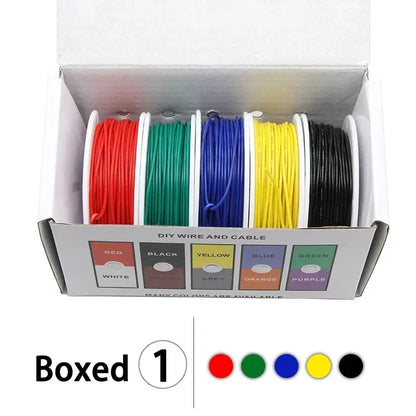（5 Colors Mix Kit）UL1007 Wire PVC Insulation Tinned Copper Cable Stranded Electrical Line 30/28/26/24/22/20/18/16 AWG PCB Wire.