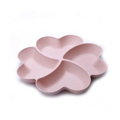 4-grid Fruit Plate Tray Heart Shaped Creative Plates Storage Box Dried Fruit Snack Plates Divided Candy Dessert Plate Container.