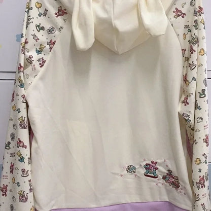 Japanese Kawaii Print Hooded Coats Women Sweatshirts Harajuku Printed Jacket Aesthetic Grunge Blouse Subculture Cute Y2k Tops.