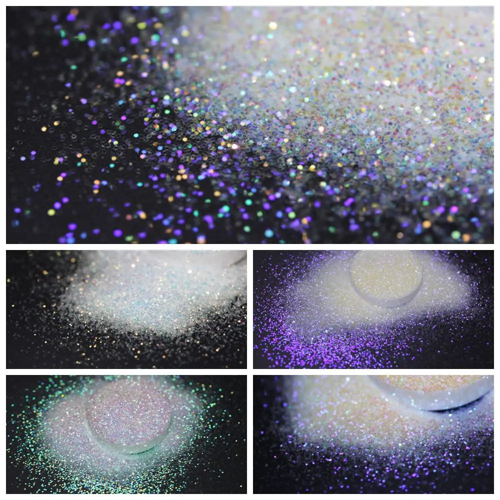 Ultra Fine Colorful Spark - Solvent Resistant White Iridescent Glitter -  - 015 Size, 0.5 mm.