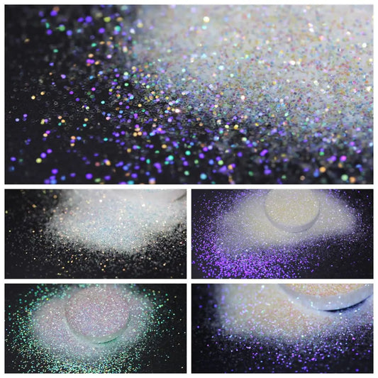 Ultra Fine Colorful Spark - Solvent Resistant White Iridescent Glitter -  - 015 Size, 0.5 mm.