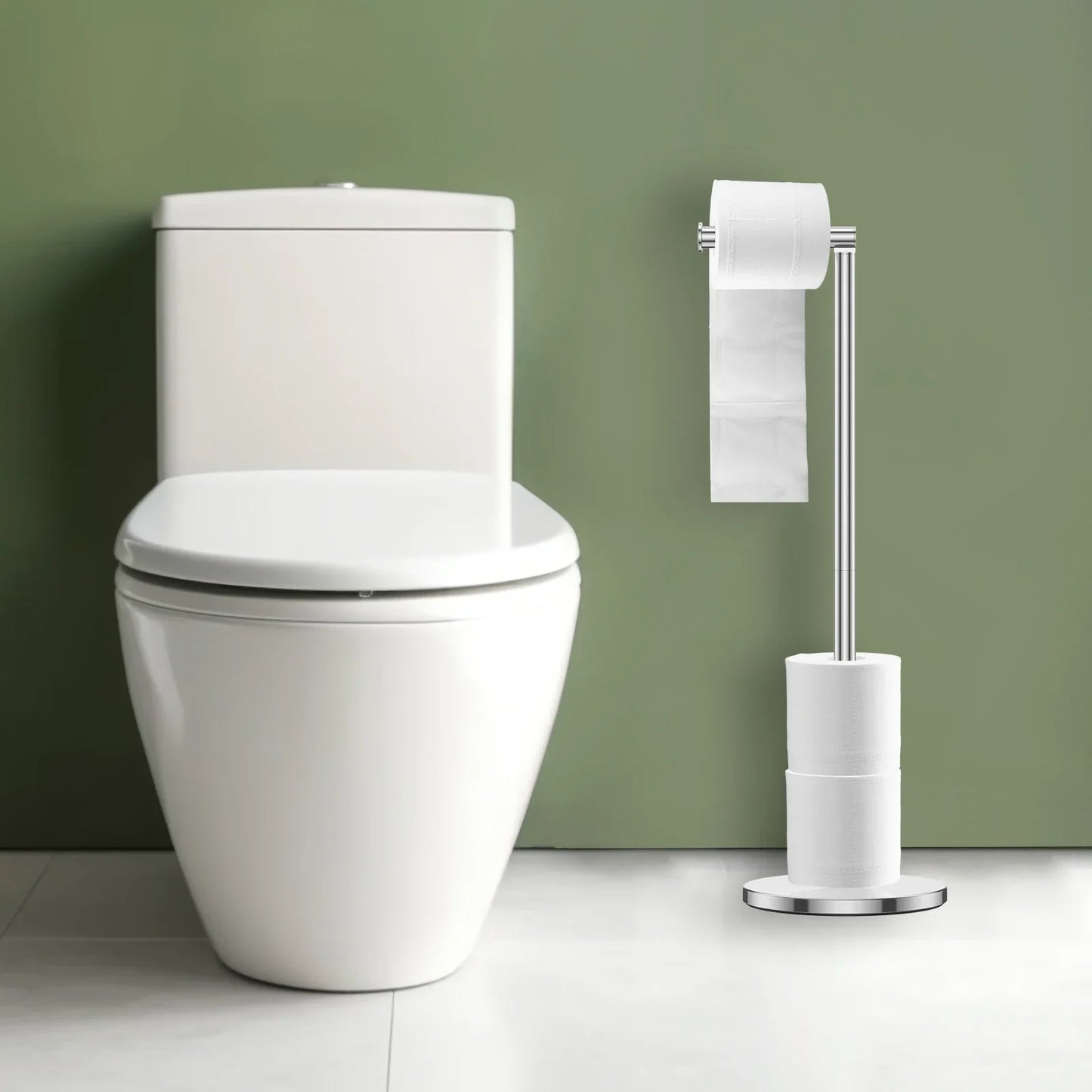 Badezimmer-Papierhandtuchhalter, vertikaler Toilettenpapierhalter aus Edelstahl, perforationsfreier, bodenstehender Toilettenpapierhalter