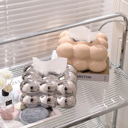 Cotton Candy Drawer Tissue Box Ceramic Light Luxury Home Living Room Creative Table Tissue Box Modern Ceramics Tissue Case.