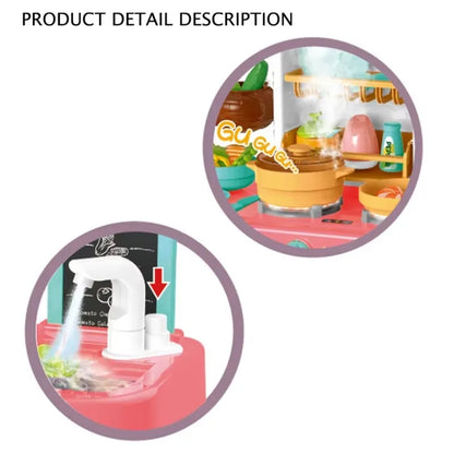 Big Spraying Mist Children Kitchen Electric Home Kitchen Play Toys Set With Water Tap.