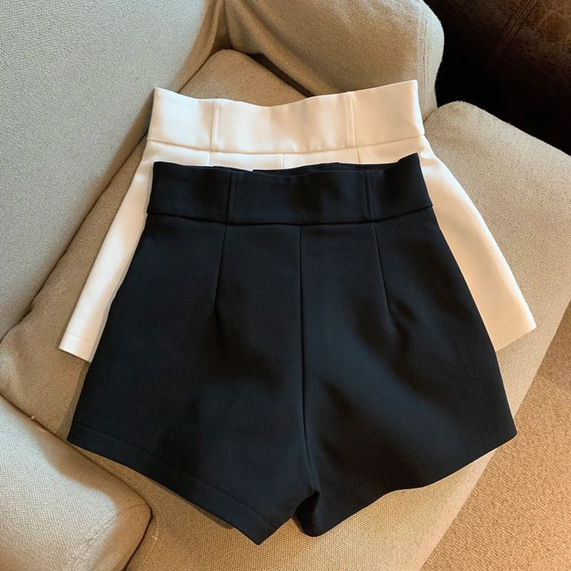 MEXZT Y2K Streetwear Black Shorts Women Elegant High Waist White A Line Wide Leg Suit Short Sexy Club Slim Hot Short Pants New.