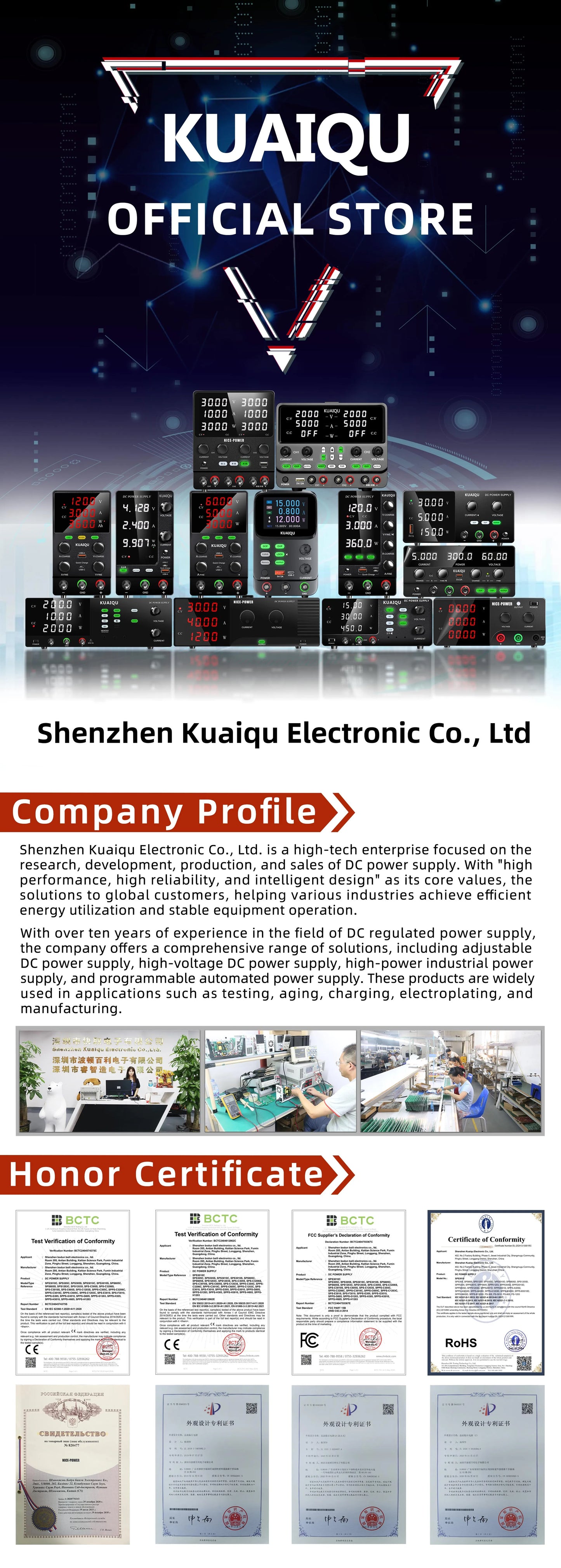 KUAIQU DC Power Supply Adjustable 30V 10A 32V 6A,Switching Regulated DC Bench Power Supply with Output Switch 60V 5A 120V 3A.